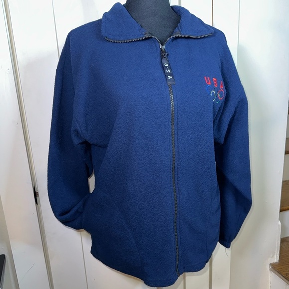 Vintage Navy Blue USA Olympic Embroidered Fleece Jacket - Picture 3 of 9